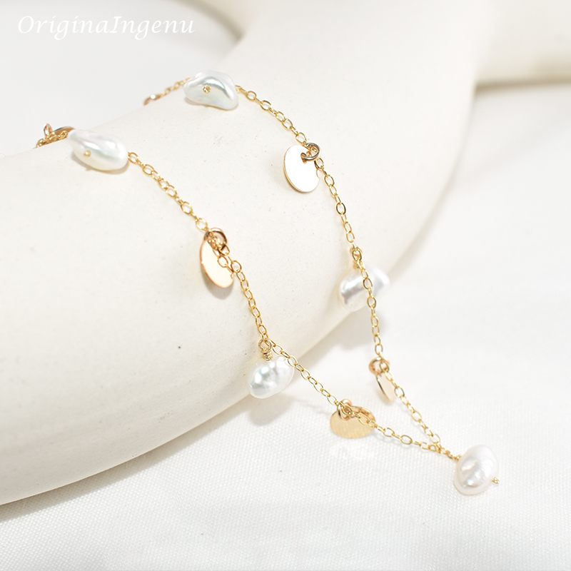 Baroque Pearl Pendant Necklace Gold - 천연 바로크 진주 목걸이, 14K 골드