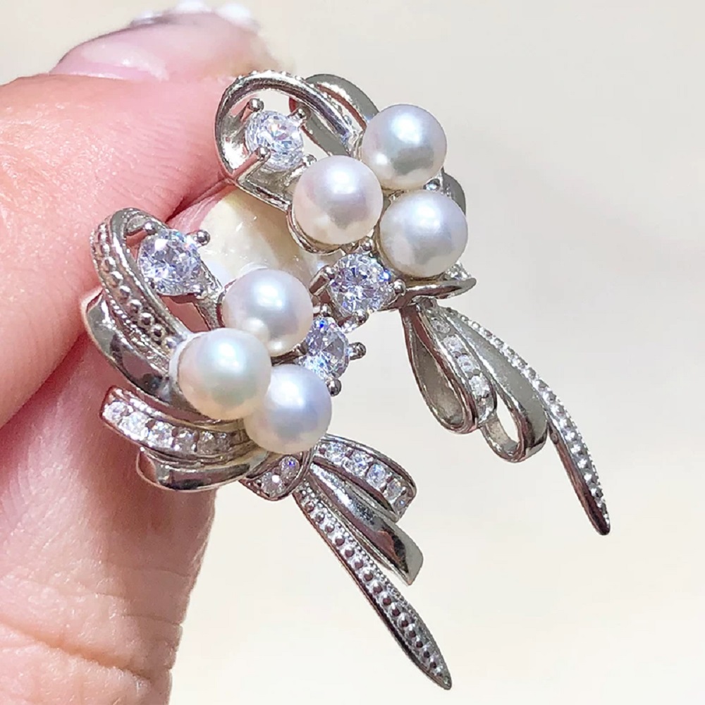 Akoya Pearl Stud Earrings Sterling Silver - 천연 진주 귀걸이 AAAA4-5mm 새로운 925