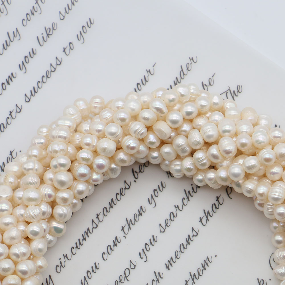 Natural Freshwater Pearl Strand Loose Beads - 화이트 라운드 천연 담수 진주 스레드