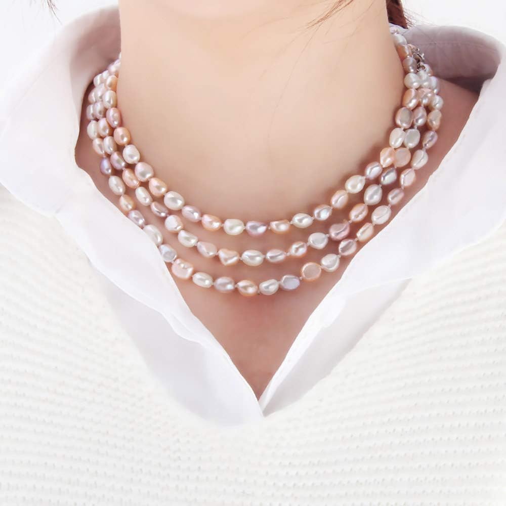 Freshwater Cultured Pearl Necklace 8-9Mm - 8-9mm 바로크 멀티컬러 담수 양식 진주