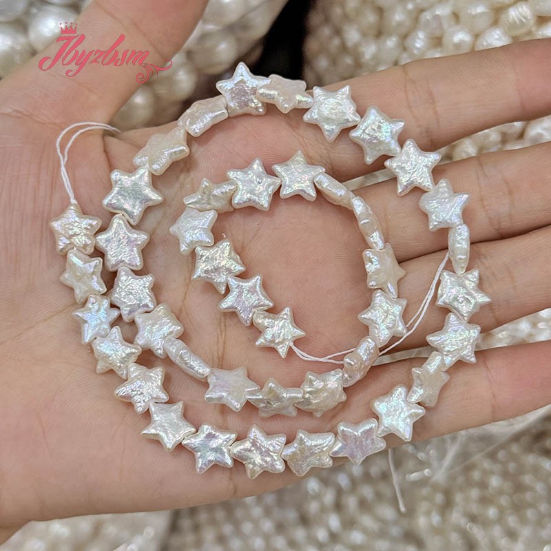 Natural Freshwater Pearl Strand Loose Beads - 10-12mm 천연 담수 진주 별 모양