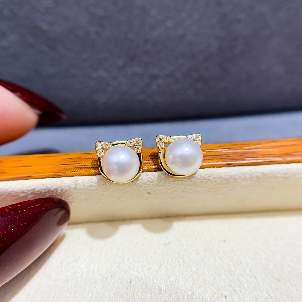 Akoya Pearl Stud Earrings Sterling Silver - AAAA 등급의 미니 사이즈(6-7mm, 7-8mm) 일본산