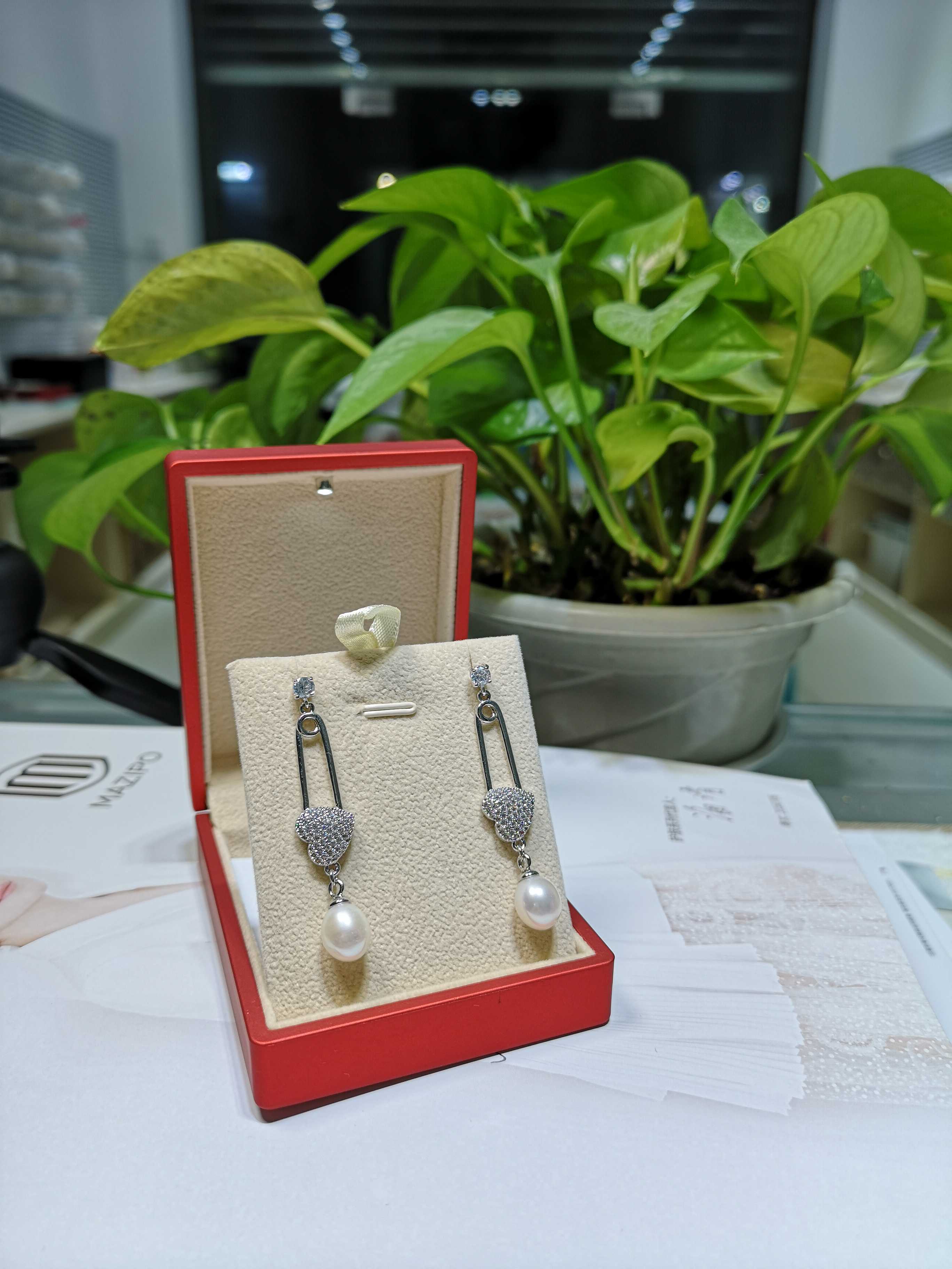 Akoya Pearl Stud Earrings Sterling Silver - 천연 진주 귀걸이, 러브 귀걸이, 핀