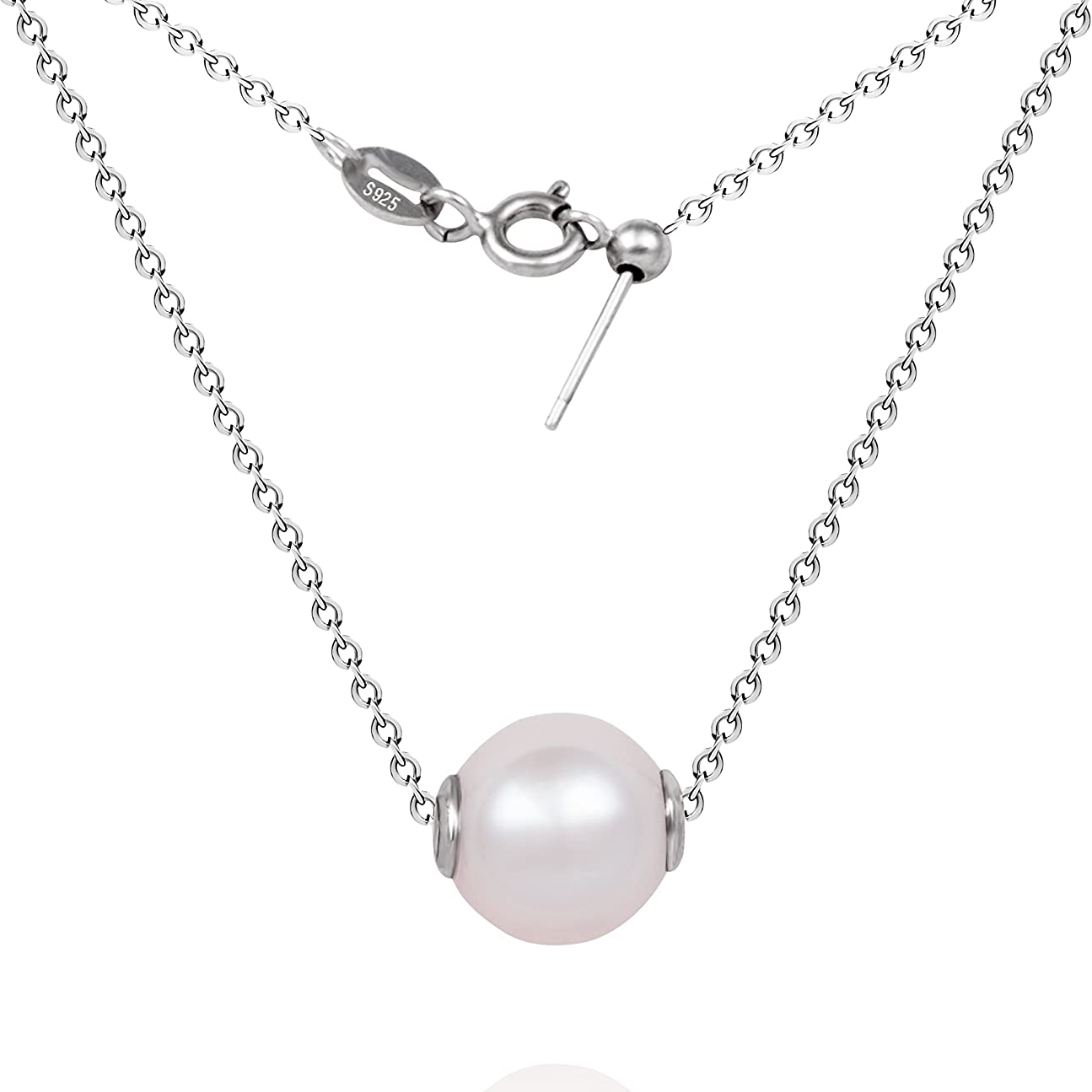 Freshwater Cultured Pearl Necklace 8-9Mm - 여성을위한 새로운 925 스털링 실버 단일