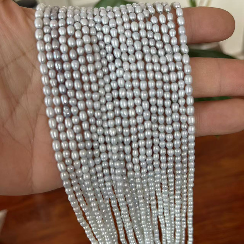 Natural Freshwater Pearl Strand Loose Beads - 도매 16인치 3-4mm 천연 쌀알 진주
