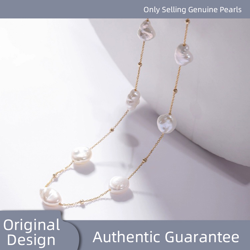 Baroque Pearl Pendant Necklace Gold - 고급 보석 진짜 18K 골드 목걸이