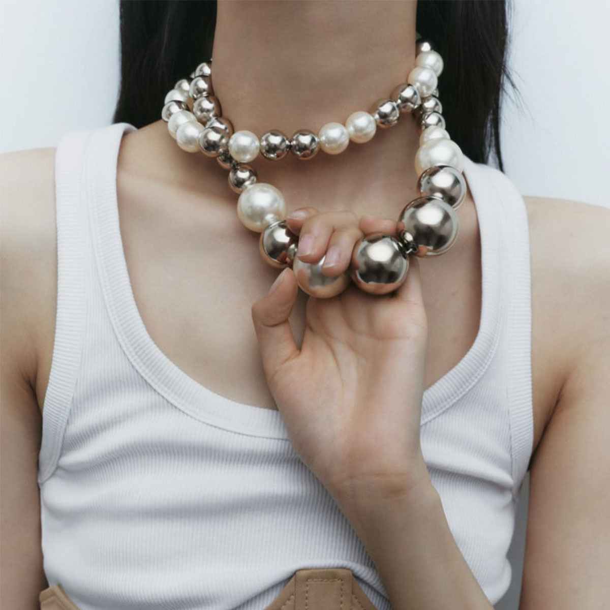 Silver Bead Clasps For Pearl Necklace - 2026 새로운 패션 더블 레이어 모조