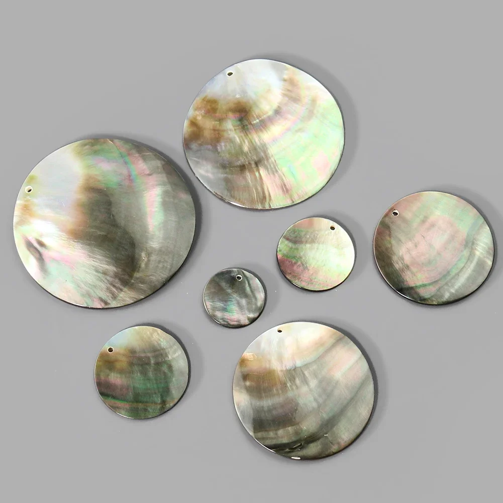 Mother Of Pearl Shell Pendant Necklace - 2PC 10--60mm 천연 연마 검은 진주