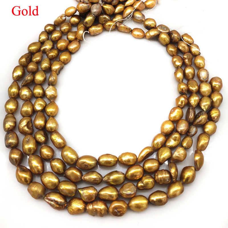 Natural Freshwater Pearl Strand Loose Beads - 16인치 10-15mm 골드 천연 바로크 너겟