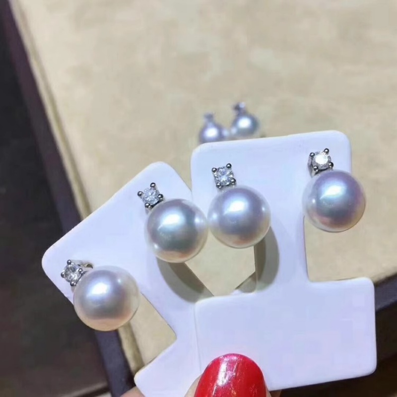 아름다운 AAAA+ 등급의 8~9mm 일본산 아코야 진 - Akoya Pearl Stud Earrings Sterling Silver 리뷰 및 가격