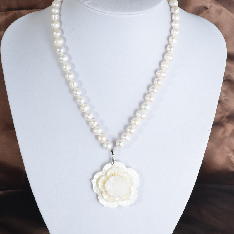 8-9mm 양식 담수 진주 목걸이 (꽃 모양 펜던트,  - Freshwater Cultured Pearl Necklace 8-9Mm 리뷰 및 가격