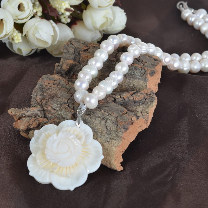 8-9mm 양식 담수 진주 목걸이 (꽃 모양 펜던트,  - Freshwater Cultured Pearl Necklace 8-9Mm 리뷰 및 가격