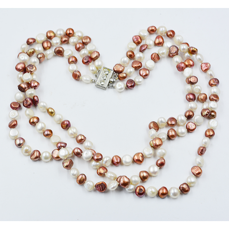3줄 8-9MM 천연 담수 바로크 진주 목걸이. 명품  - Freshwater Cultured Pearl Necklace 8-9Mm 리뷰 및 가격