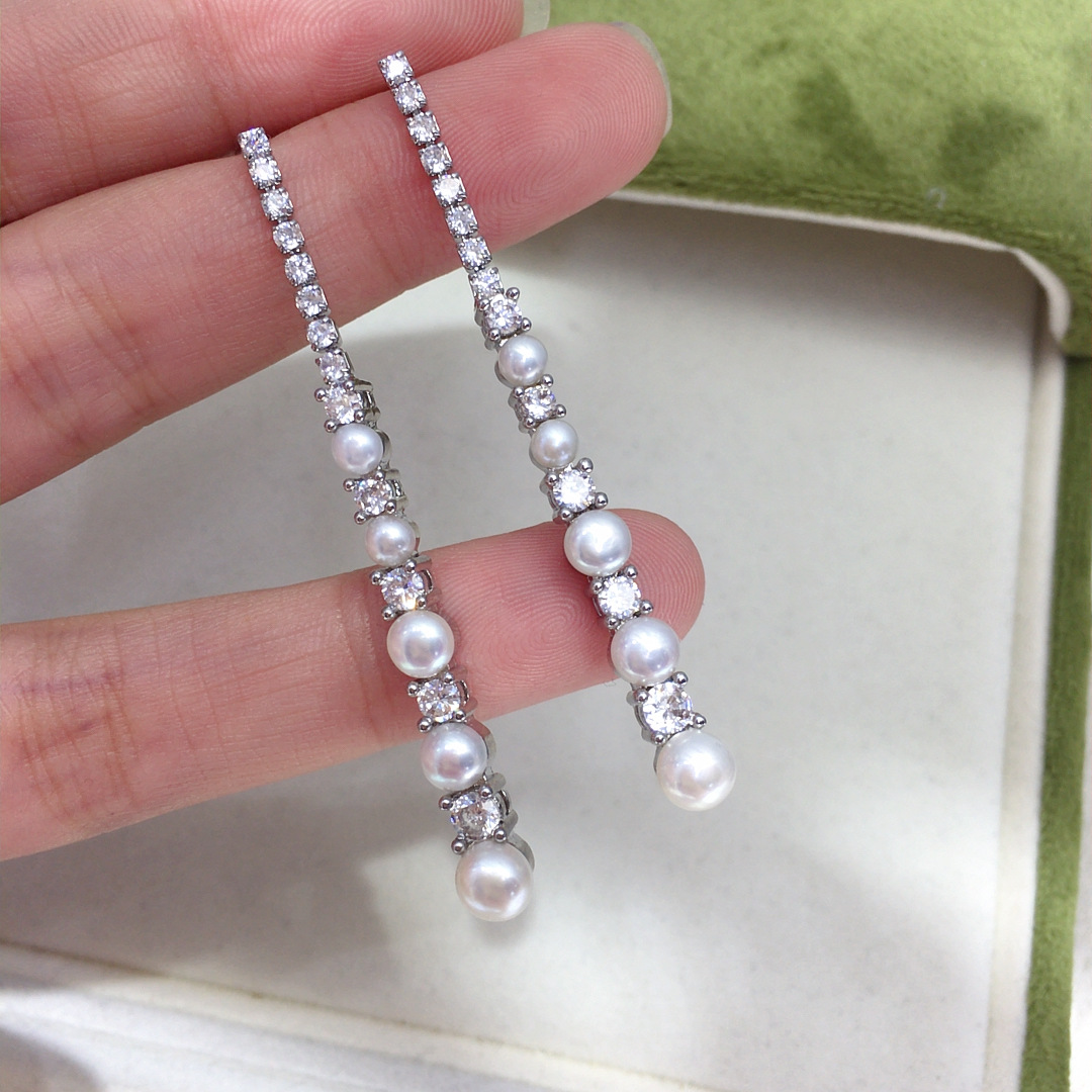 우아한 롱 귀걸이 여성용 천연 3-6mm 아코야 화이트 - Akoya Pearl Stud Earrings Sterling Silver 리뷰 및 가격