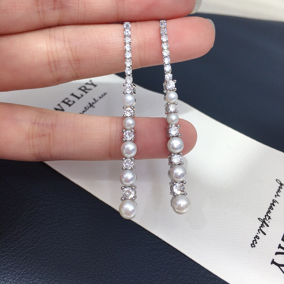 우아한 롱 귀걸이 여성용 천연 3-6mm 아코야 화이트 - Akoya Pearl Stud Earrings Sterling Silver 리뷰 및 가격