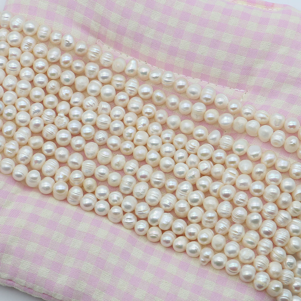 화이트 라운드 천연 담수 진주 스레드 펀치 루즈 비즈  - Natural Freshwater Pearl Strand Loose Beads 리뷰 및 가격