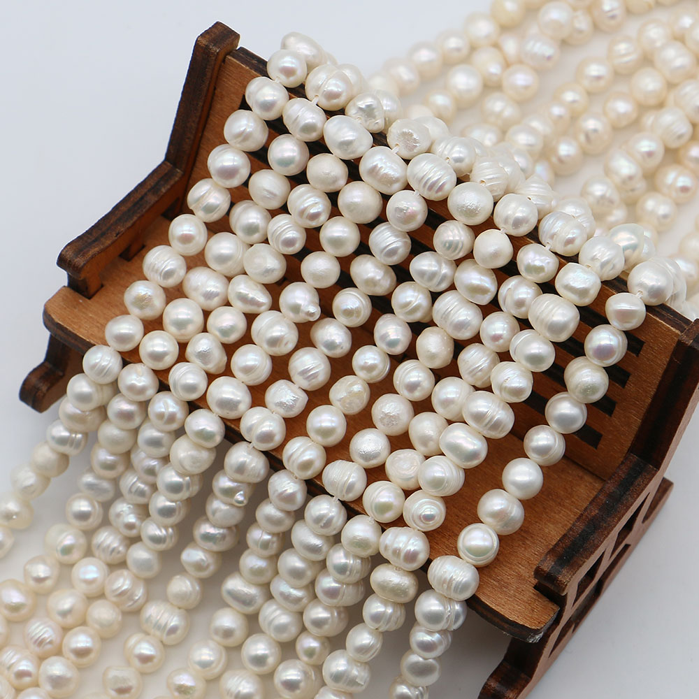 화이트 라운드 천연 담수 진주 스레드 펀치 루즈 비즈  - Natural Freshwater Pearl Strand Loose Beads 리뷰 및 가격