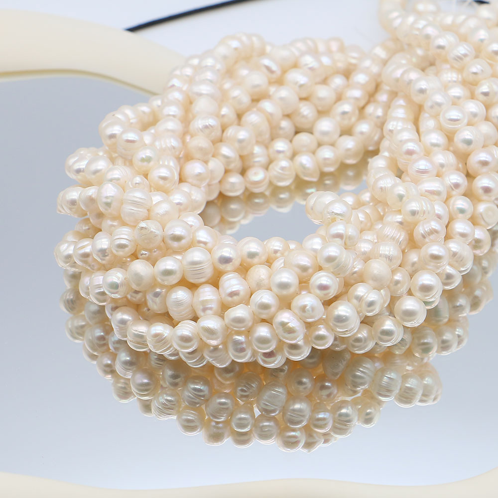 화이트 라운드 천연 담수 진주 스레드 펀치 루즈 비즈  - Natural Freshwater Pearl Strand Loose Beads 리뷰 및 가격