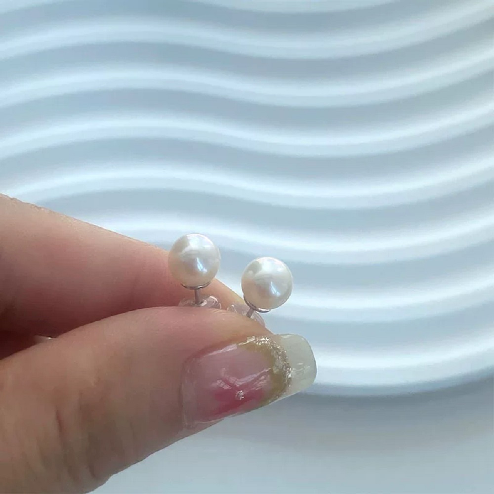 새로운/새로운 귀걸이 AAAA6-7mm 천연 일본 진주 - Akoya Pearl Stud Earrings Sterling Silver 리뷰 및 가격