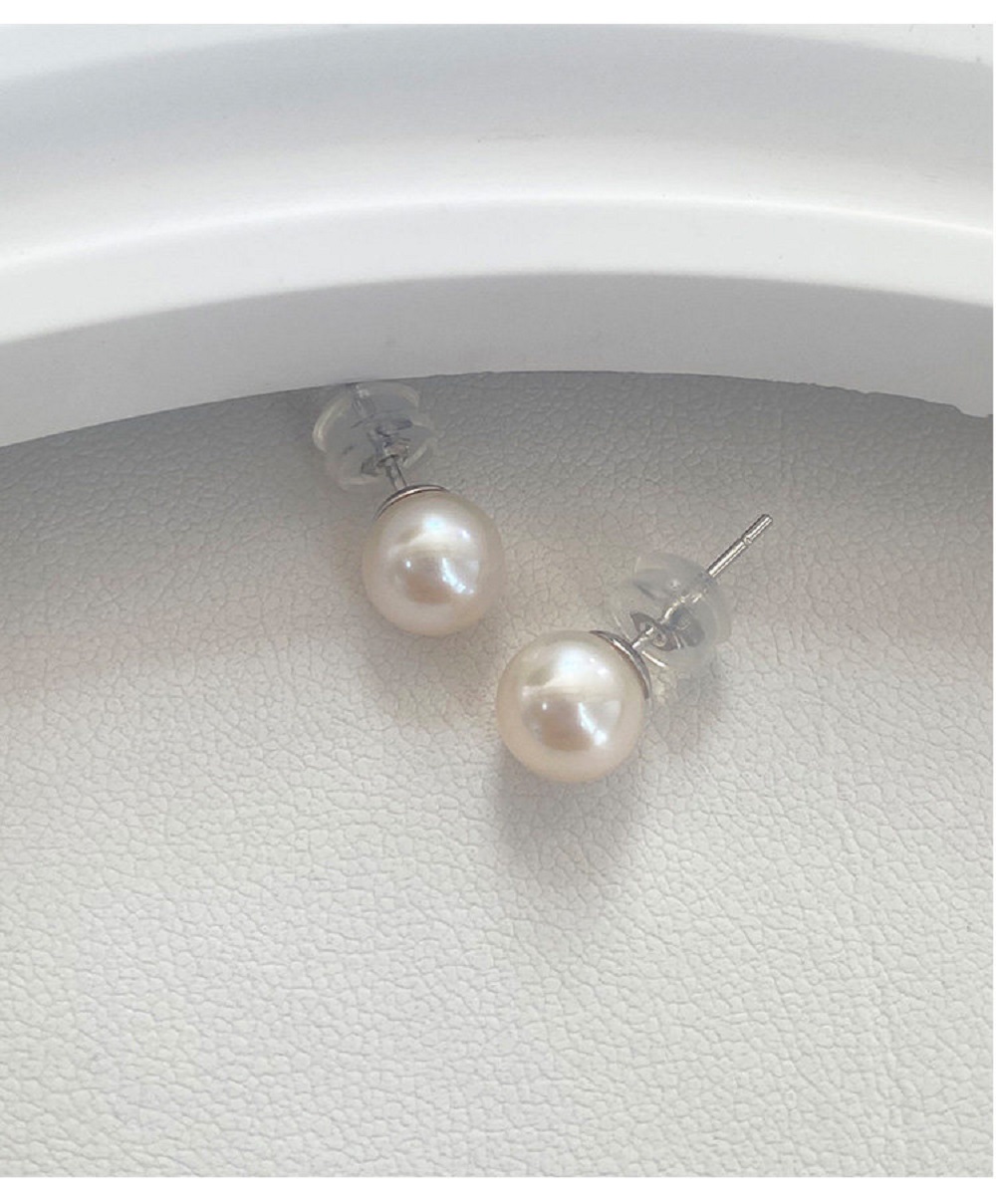 새로운/새로운 귀걸이 AAAA6-7mm 천연 일본 진주 - Akoya Pearl Stud Earrings Sterling Silver 리뷰 및 가격