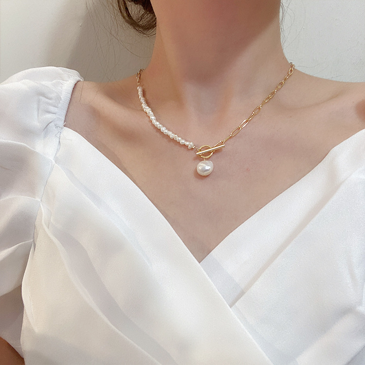 100% 천연 바로크 담수 진주 14K 골드 채워진 여 - Baroque Pearl Pendant Necklace Gold 리뷰 및 가격