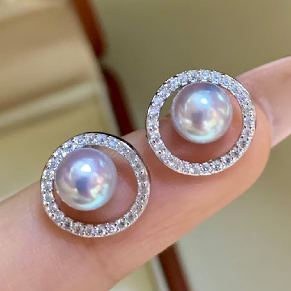 5-6mm 실버 블루 천연 일본 아코야 진주 후프 스터 - Akoya Pearl Stud Earrings Sterling Silver 리뷰 및 가격