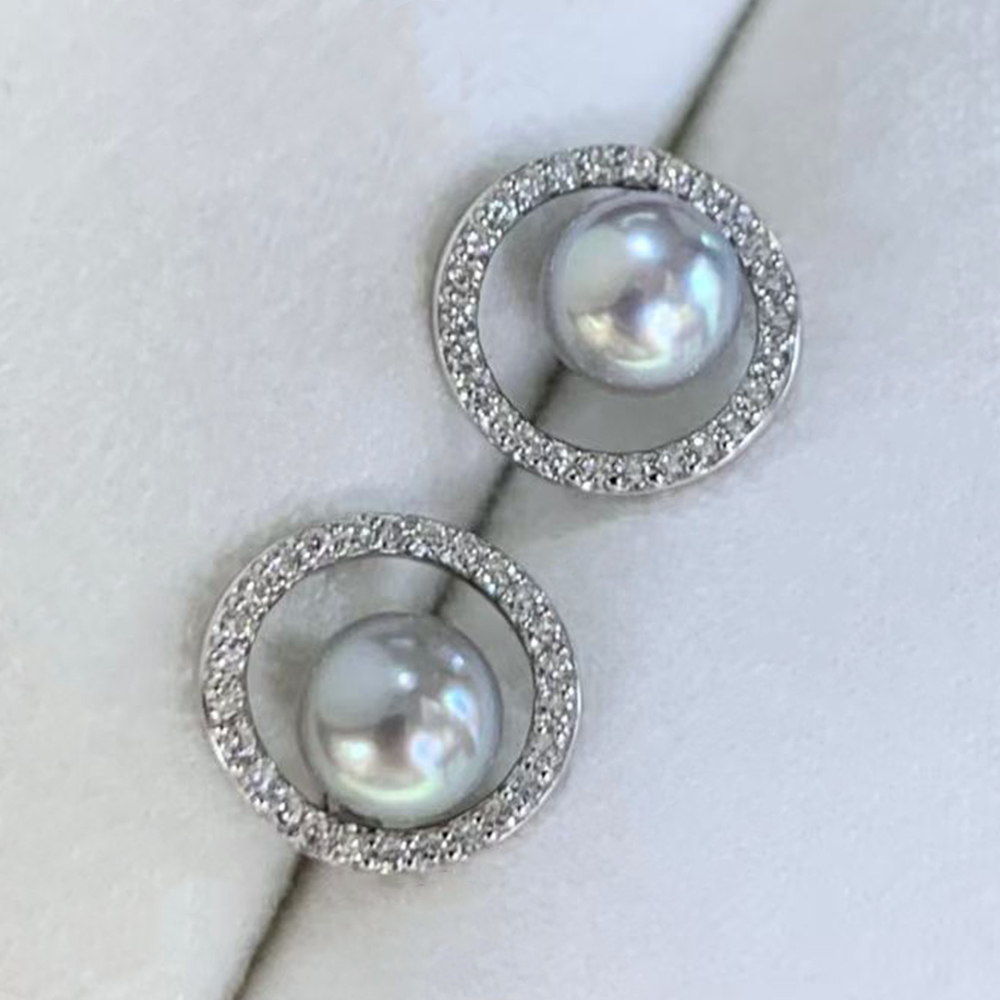 5-6mm 실버 블루 천연 일본 아코야 진주 후프 스터 - Akoya Pearl Stud Earrings Sterling Silver 리뷰 및 가격