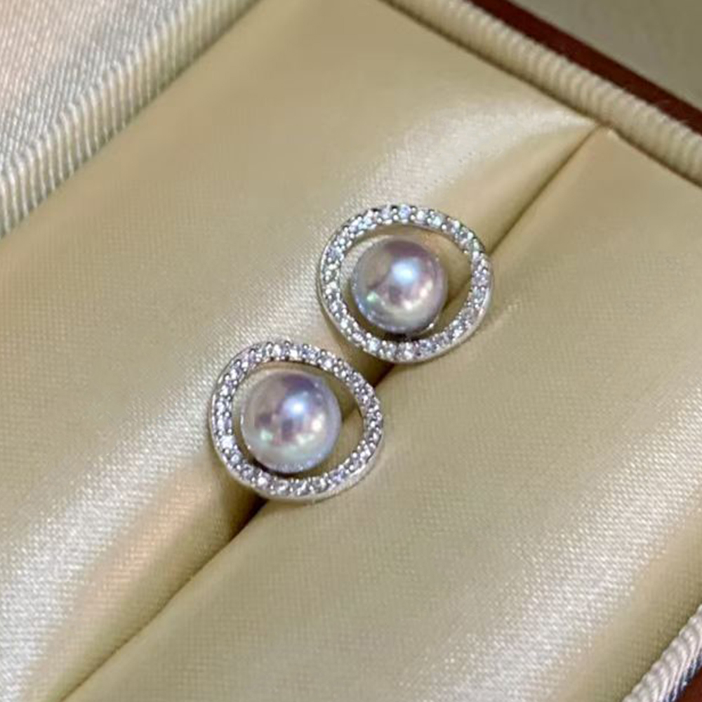 5-6mm 실버 블루 천연 일본 아코야 진주 후프 스터 - Akoya Pearl Stud Earrings Sterling Silver 리뷰 및 가격