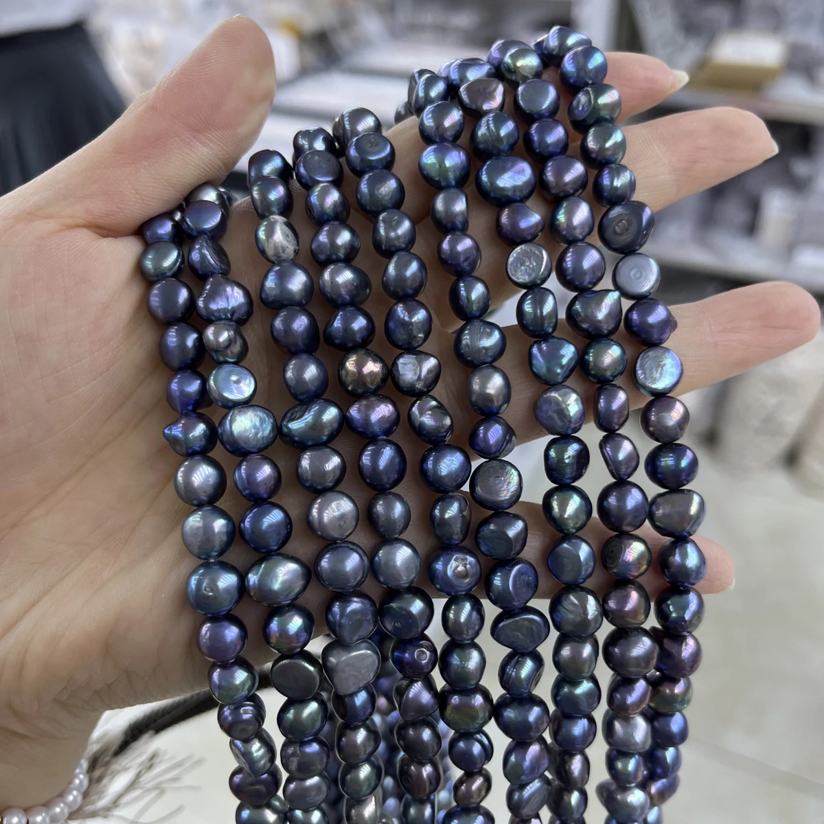 8~9mm 크기의 검은색 양면 광택 처리된 담수 진주  - Freshwater Cultured Pearl Necklace 8-9Mm 리뷰 및 가격