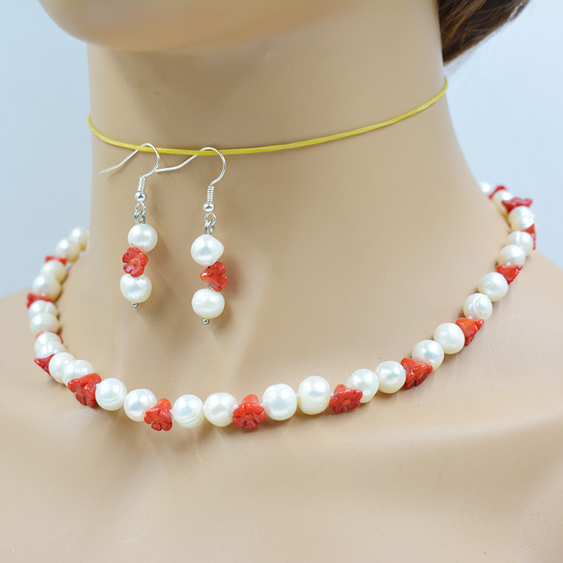8-9MM 천연 흰색 담수 양식 진주/천연 산호 손으로 - Freshwater Cultured Pearl Necklace 8-9Mm 리뷰 및 가격