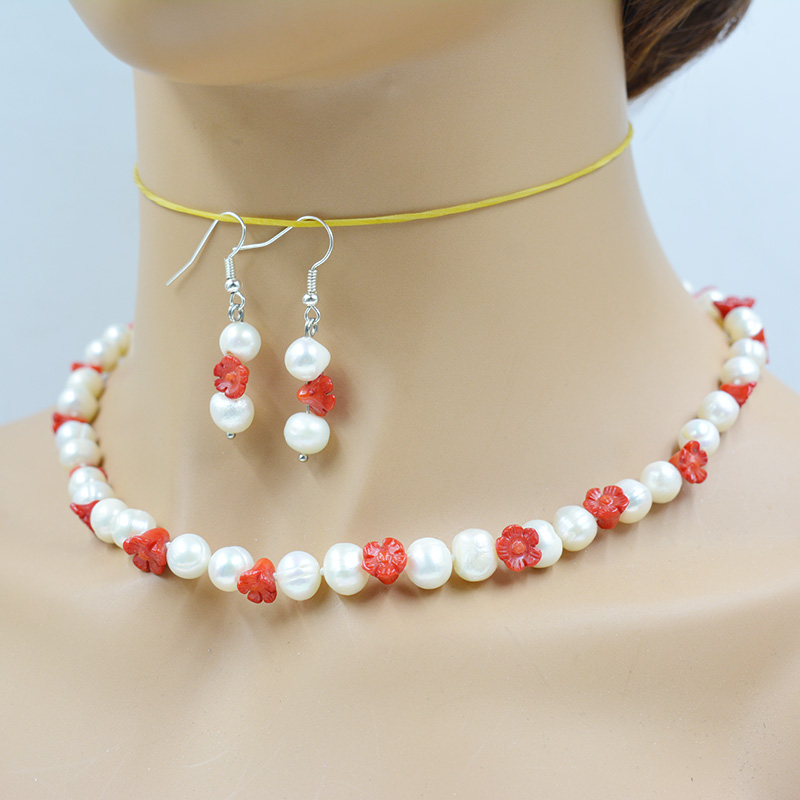 8-9MM 천연 흰색 담수 양식 진주/천연 산호 손으로 - Freshwater Cultured Pearl Necklace 8-9Mm 리뷰 및 가격