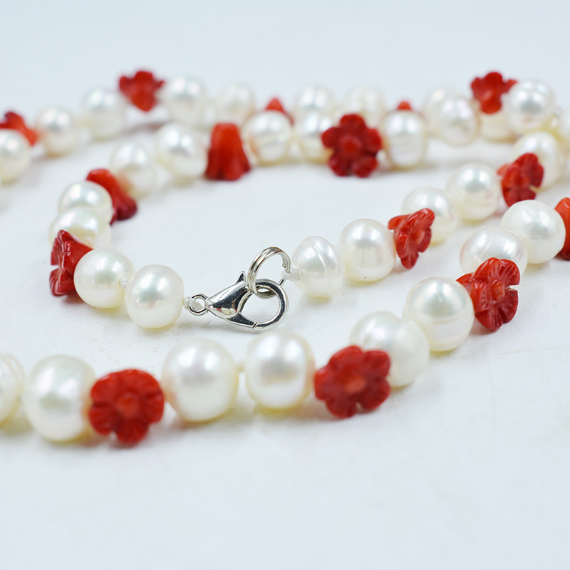 8-9MM 천연 흰색 담수 양식 진주/천연 산호 손으로 - Freshwater Cultured Pearl Necklace 8-9Mm 리뷰 및 가격