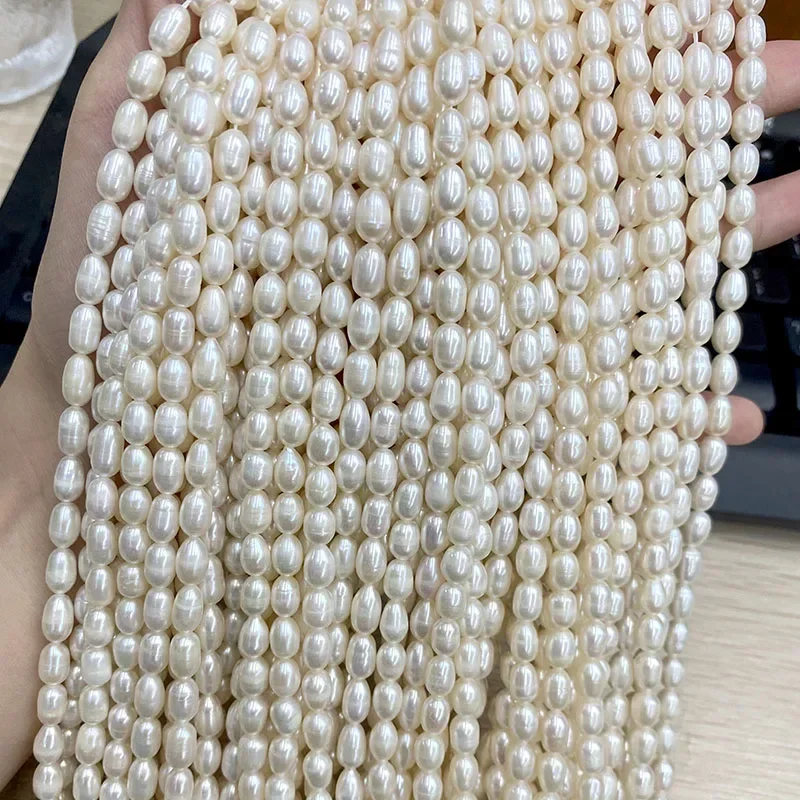 도매 중간 품질 천연 담수 진주 쌀 모양 느슨한 진주  - Natural Freshwater Pearl Strand Loose Beads 리뷰 및 가격