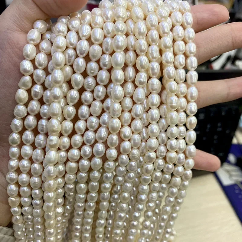 도매 중간 품질 천연 담수 진주 쌀 모양 느슨한 진주  - Natural Freshwater Pearl Strand Loose Beads 리뷰 및 가격