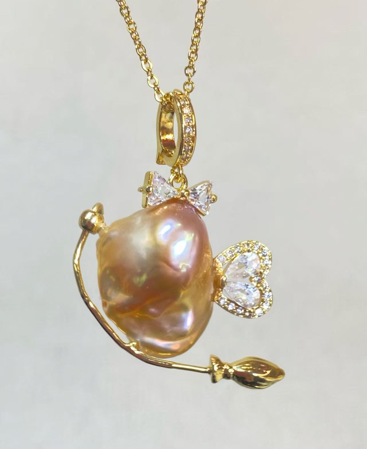 14K 금도금 천연 바로크 진주 리틀 몬스터 펜던트 귀 - Baroque Pearl Pendant Necklace Gold 리뷰 및 가격