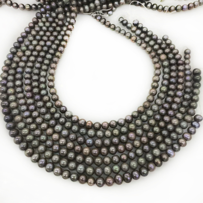 도매 16인치 7-8mm 블랙 다크 그레이 천연 원형  - Natural Freshwater Pearl Strand Loose Beads 리뷰 및 가격