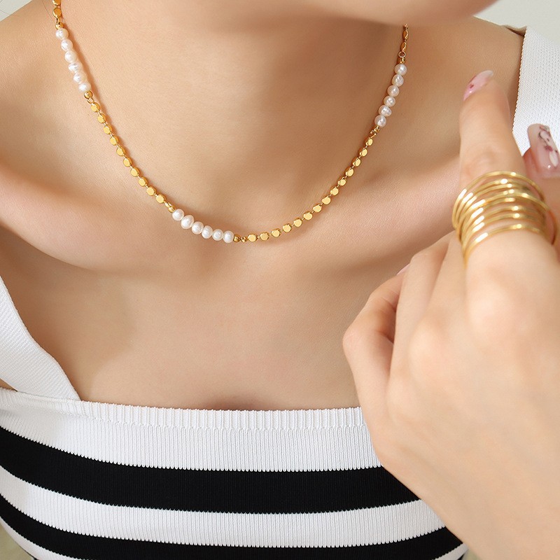 인기 급상승 트렌디 플랫 골드 비즈 천연 담수 진주 1 - Baroque Pearl Pendant Necklace Gold 리뷰 및 가격