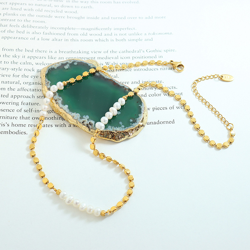 인기 급상승 트렌디 플랫 골드 비즈 천연 담수 진주 1 - Baroque Pearl Pendant Necklace Gold 리뷰 및 가격