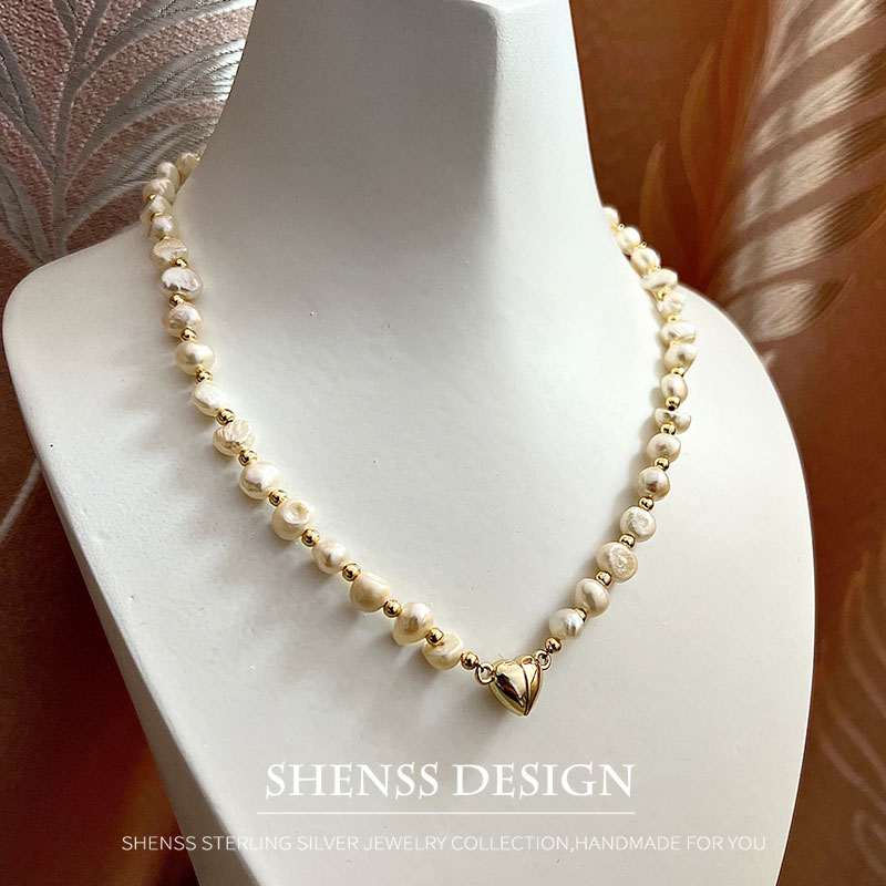 천연 바로크 담수 진주 목걸이, 구리 도금, 14K 골 - Baroque Pearl Pendant Necklace Gold 리뷰 및 가격