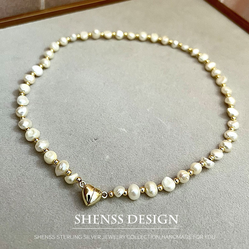 천연 바로크 담수 진주 목걸이, 구리 도금, 14K 골 - Baroque Pearl Pendant Necklace Gold 리뷰 및 가격