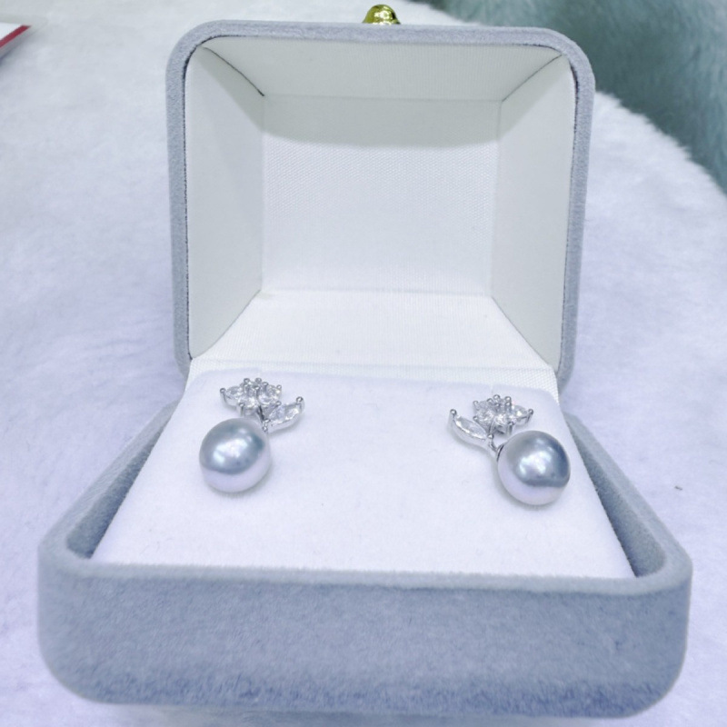 8~9mm 천연 해수 아코야 진주, 은회색, S925  - Akoya Pearl Stud Earrings Sterling Silver 리뷰 및 가격