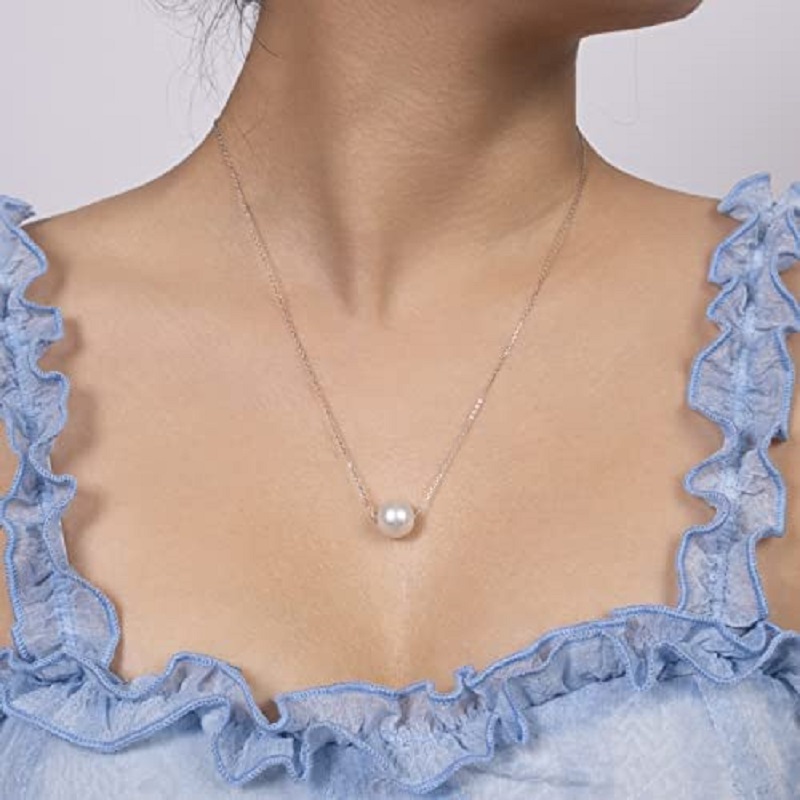 여성을위한 새로운 925 스털링 실버 단일 AAAA 품 - Freshwater Cultured Pearl Necklace 8-9Mm 리뷰 및 가격