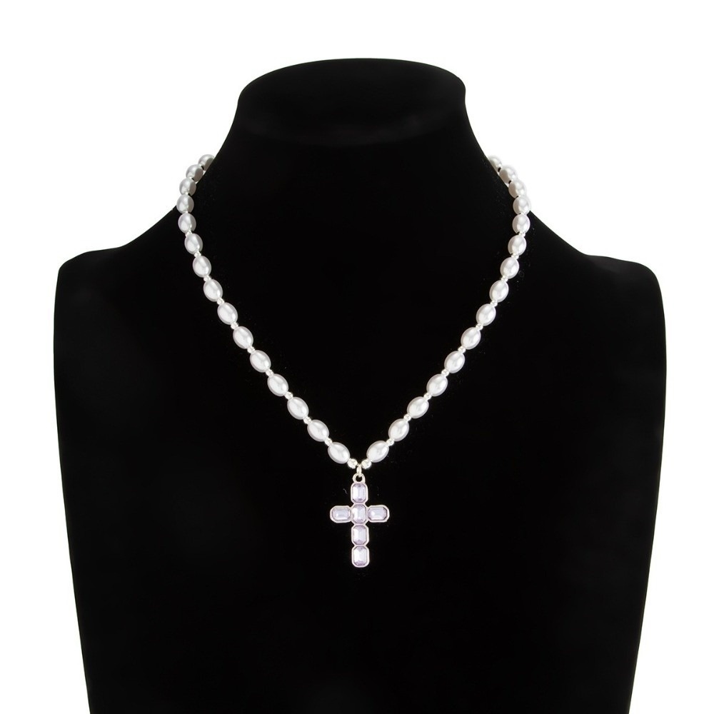 패션 크로스 펜던트 목걸이, 블루 크리스탈 진주 비즈  - Silver Bead Clasps For Pearl Necklace 리뷰 및 가격