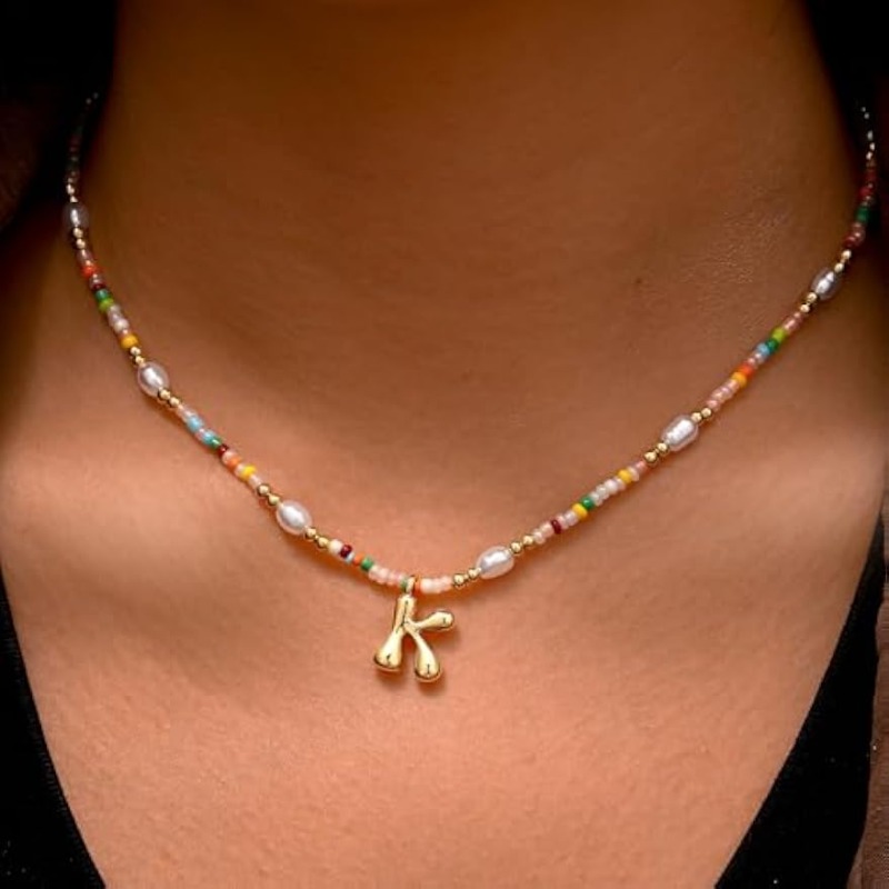 화려한 비즈 진주 이니셜 목걸이 14K 골드 버블 펜던 - Baroque Pearl Pendant Necklace Gold 리뷰 및 가격