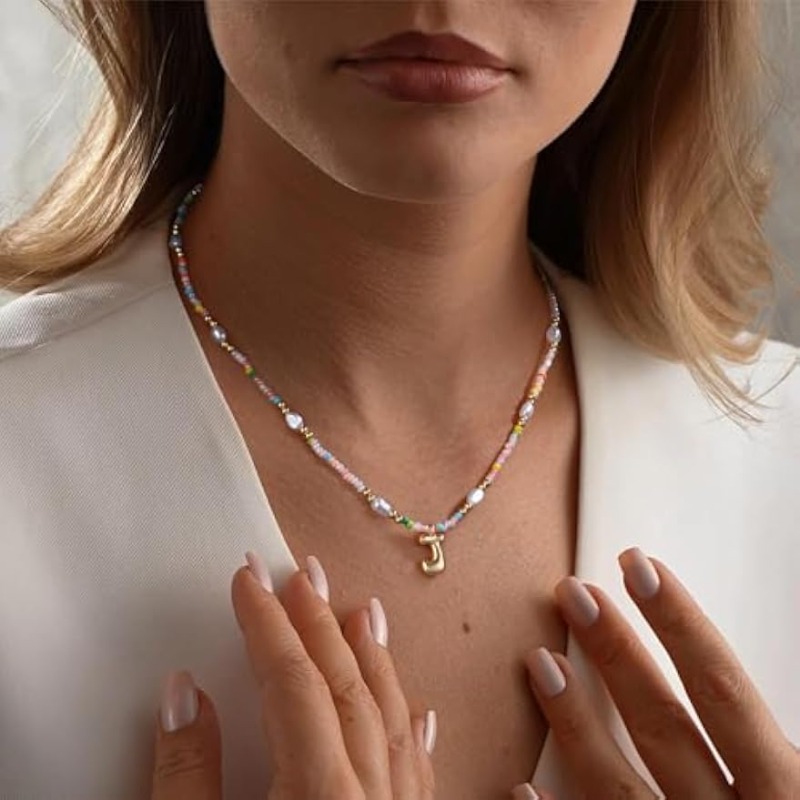 화려한 비즈 진주 이니셜 목걸이 14K 골드 버블 펜던 - Baroque Pearl Pendant Necklace Gold 리뷰 및 가격