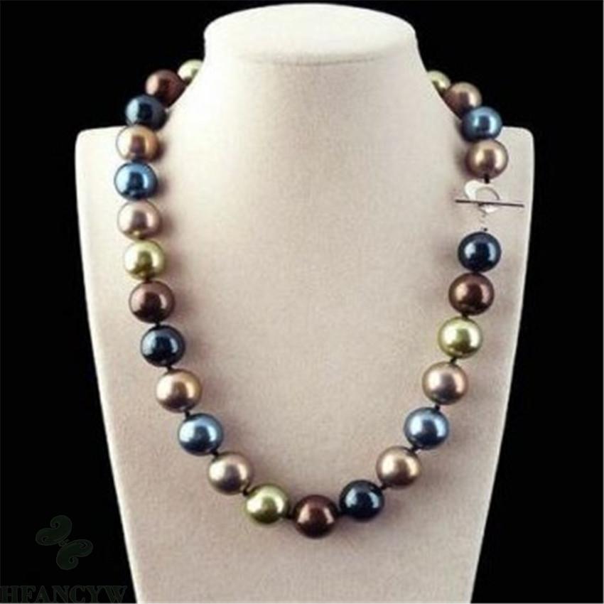거대한 12mm 여러 가지 빛깔의 라운드 남해 쉘 진주 - Mother Of Pearl Shell Pendant Necklace 리뷰 및 가격