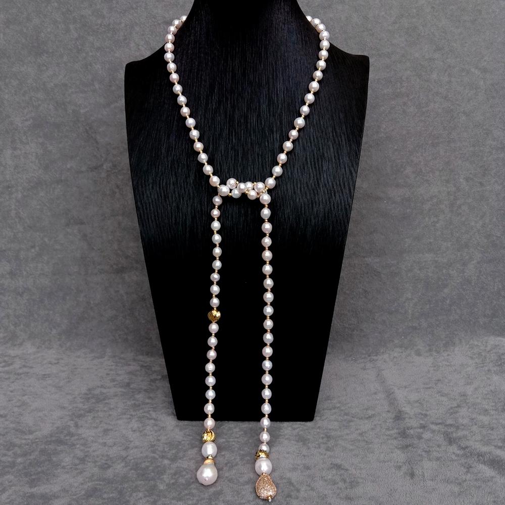 YYGEM 8-9mm 거의 둥근 모양의 담수 양식 진주 - Freshwater Cultured Pearl Necklace 8-9Mm 리뷰 및 가격