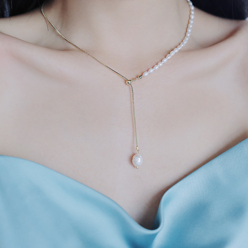 100% 천연 담수 진주 14K 골드 채워진 유행 여성 - Baroque Pearl Pendant Necklace Gold 리뷰 및 가격
