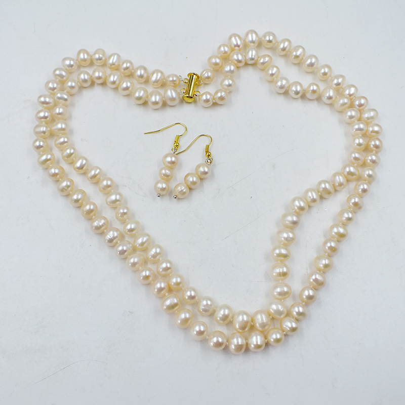 2줄 8-9MM 천연 핑크 담수 진주 목걸이/귀걸이 세 - Freshwater Cultured Pearl Necklace 8-9Mm 리뷰 및 가격