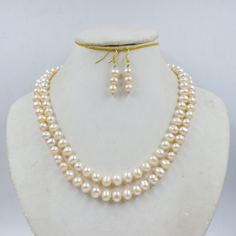 2줄 8-9MM 천연 핑크 담수 진주 목걸이/귀걸이 세 - Freshwater Cultured Pearl Necklace 8-9Mm 리뷰 및 가격